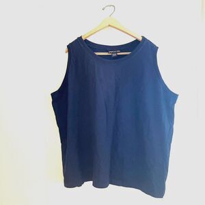 Jacque and Koko Navy Blue Tank Top Size 26/28 Casual Plus Basics Blouse Muscle T